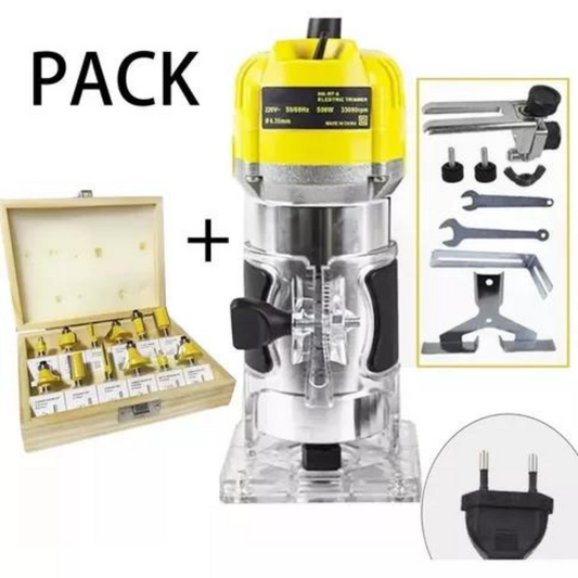 Kit Fresadora Router Tupi 33000rpm Toma 1/4 + Set 12 Brocas