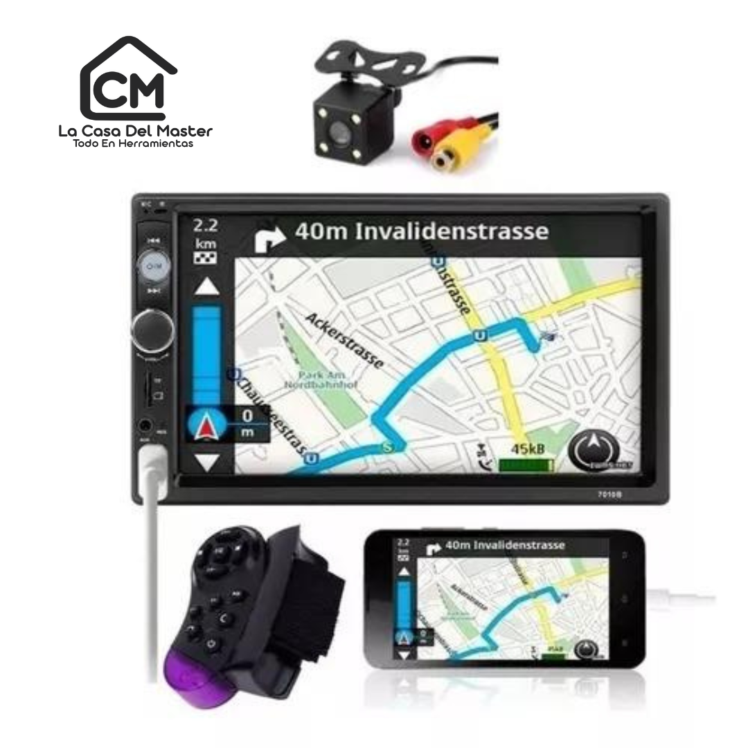 Radio Auto 2 Din Miro Link+ cámara Retroceso y con mando