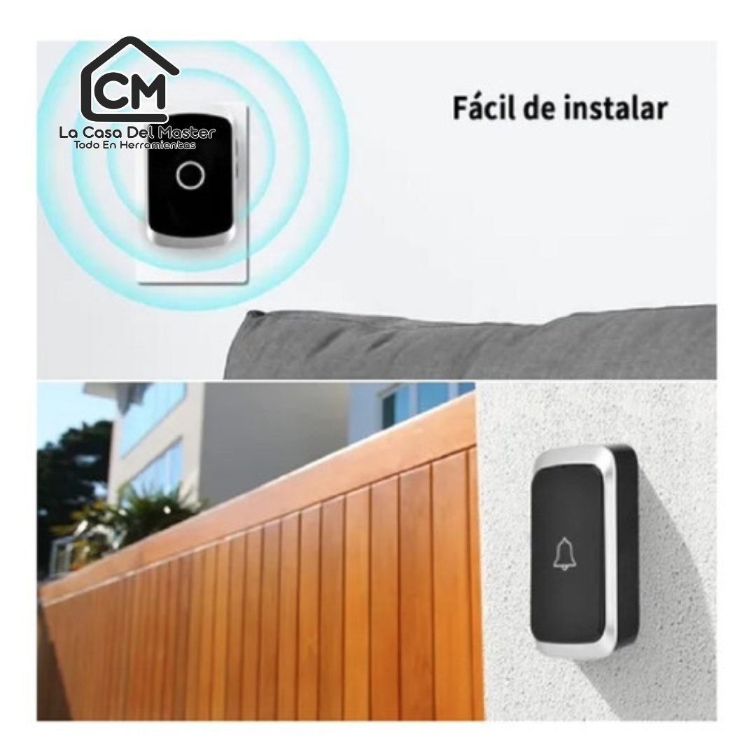 Timbre Inalámbrico Impermeable Con Luz Led 1 Transmisor 2 Receptores