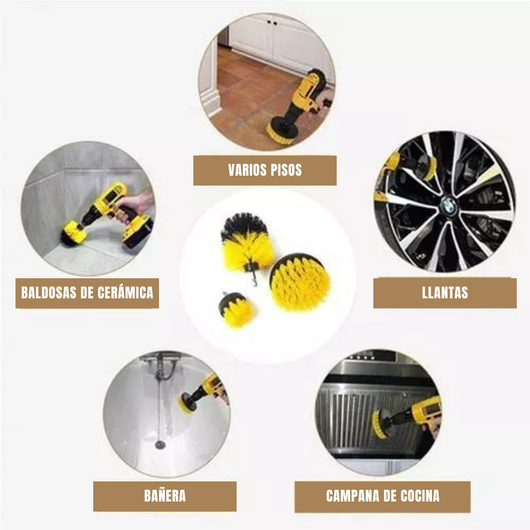 Set 3 Cepillos Limpieza Taladro Tapiz