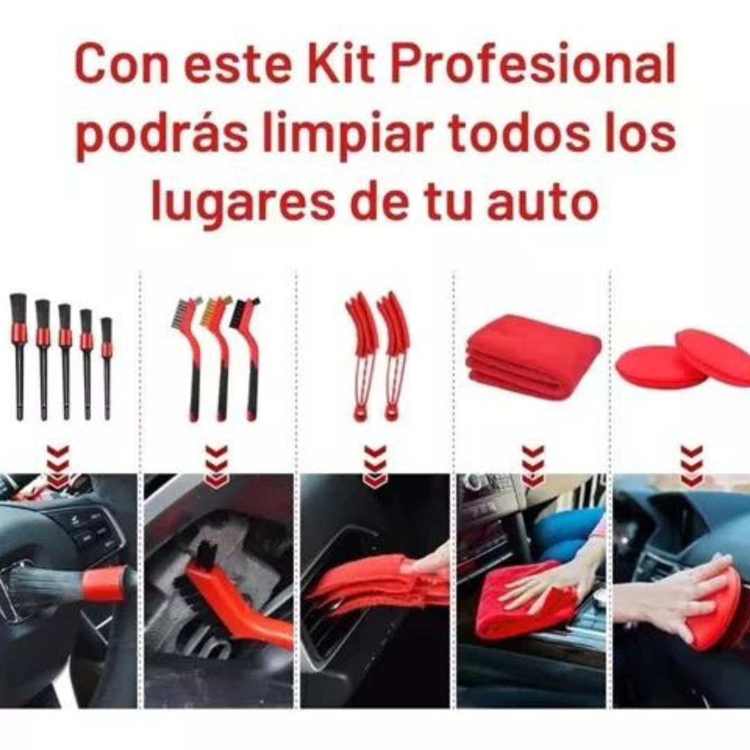 Kit De Limpieza De Auto 18 Piezas Interior Y Exterior