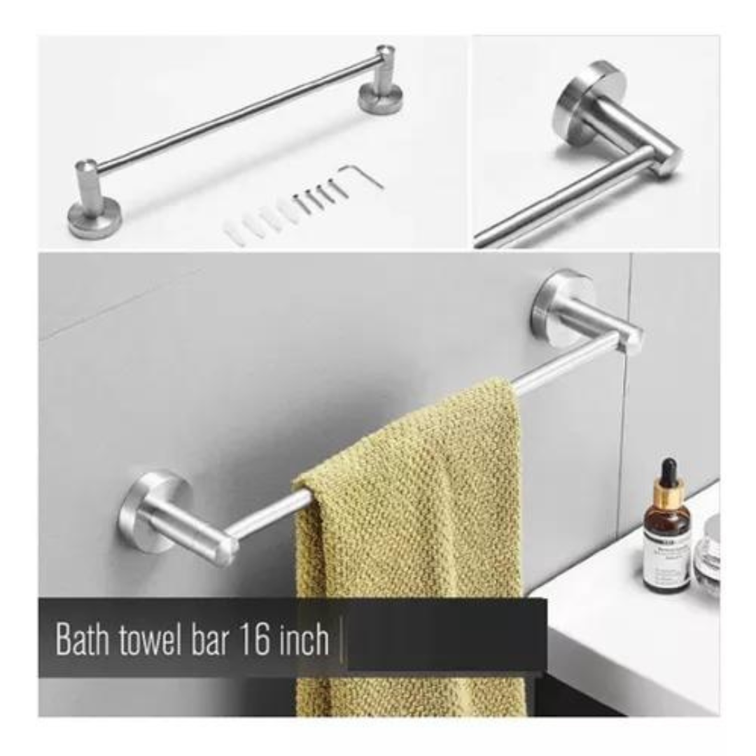 Set De 5 Accesorios De Baño Acero Inoxidable Negro Y Plata