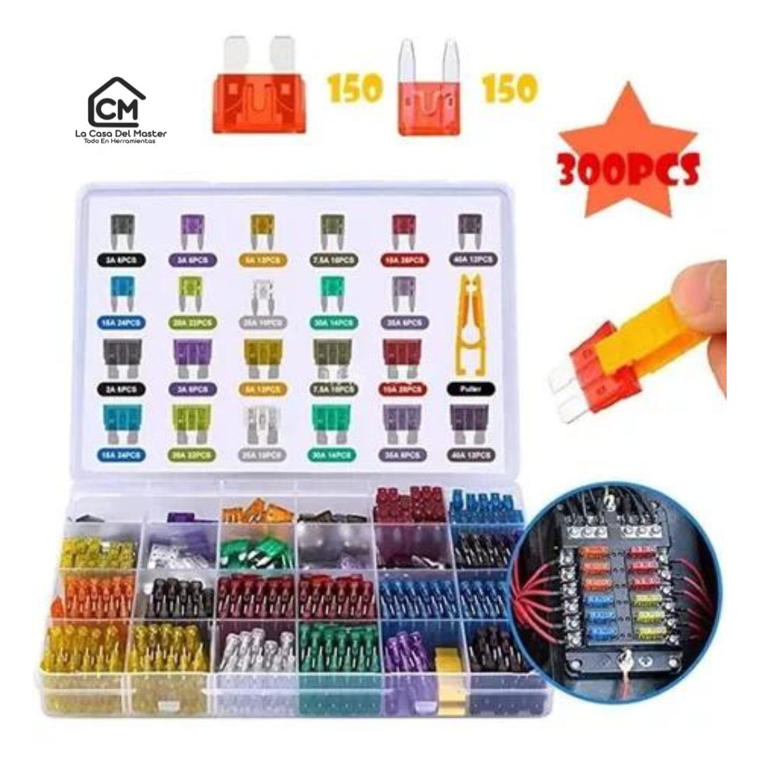 Fusibles Coche Automotriz Con Caja Kit 300pcs