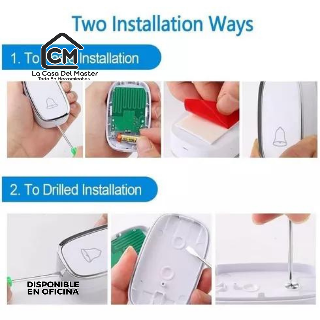 Timbre Inalámbrico Impermeable Con Luz Led 1 Transmisor 1 Receptores