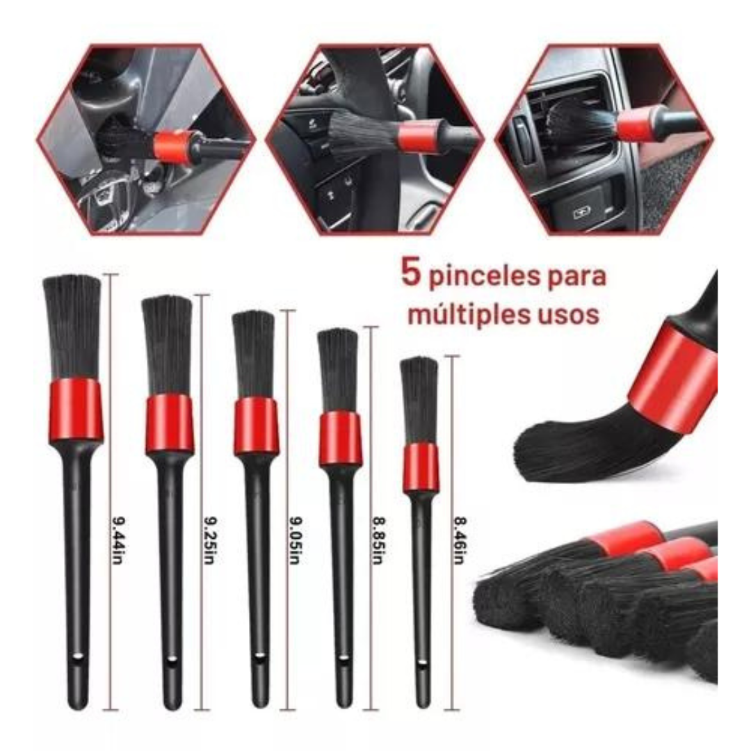 Kit De Limpieza De Auto 18 Piezas Interior Y Exterior