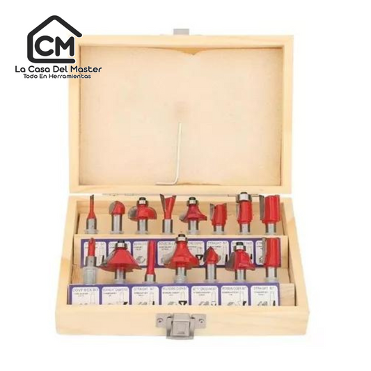 Set 15 Fresas Madera Toma 1/4 6.35mm - Router Tupi Fresadora