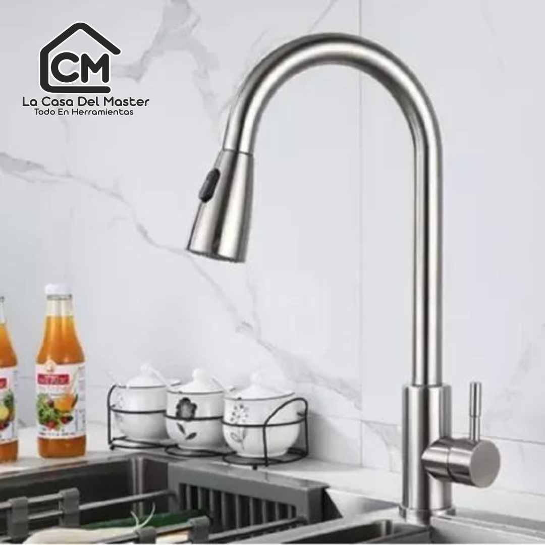 Llave Monomando Lavaplatos Extensible Profesional Niquel