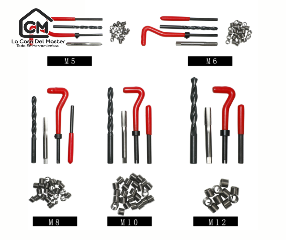 KIT 131 PZ. REPARADOR DE ROSCAS PROFESIONAL HILOS DAÑADOS