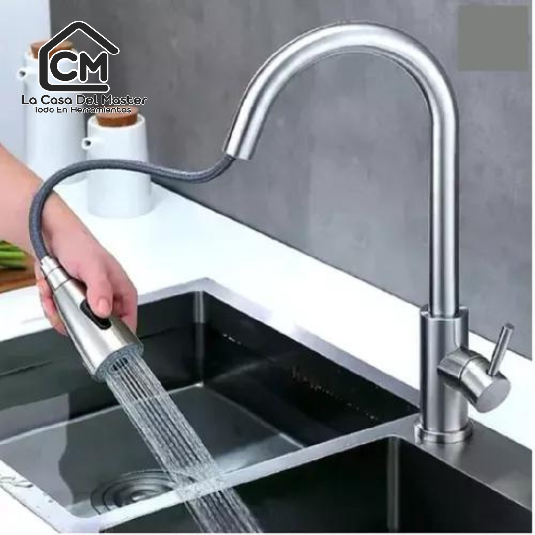 Llave Monomando Lavaplatos Extensible Profesional Niquel