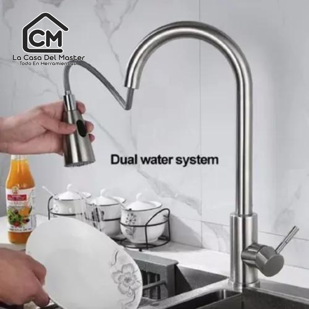 Llave Monomando Lavaplatos Extensible Profesional Niquel