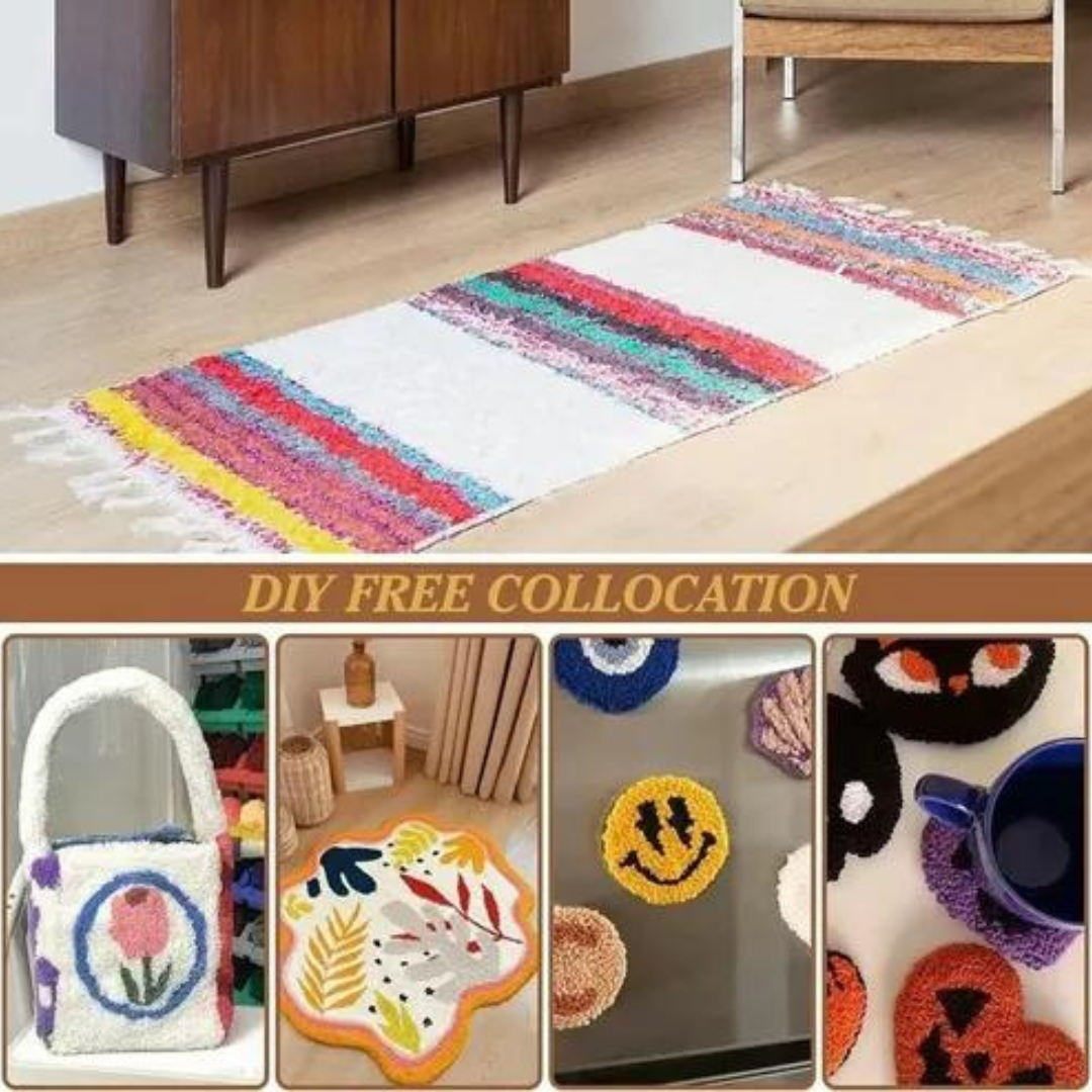Kit Maquina Tufting + Esquiladora + Tela Base + Lanas.