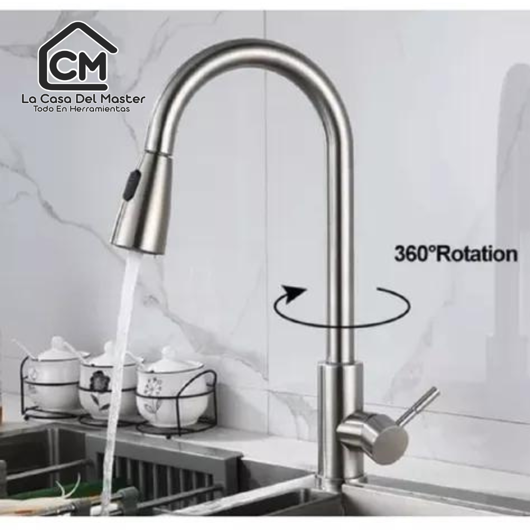 Llave Monomando Lavaplatos Extensible Profesional Niquel