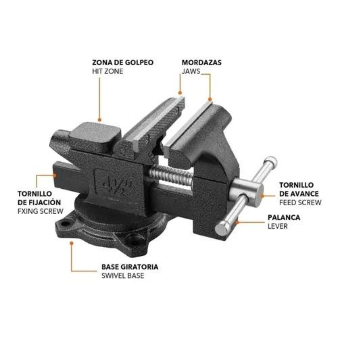 Tornillo De Banco De Acero Tipo Europeo De 4 pulgadas